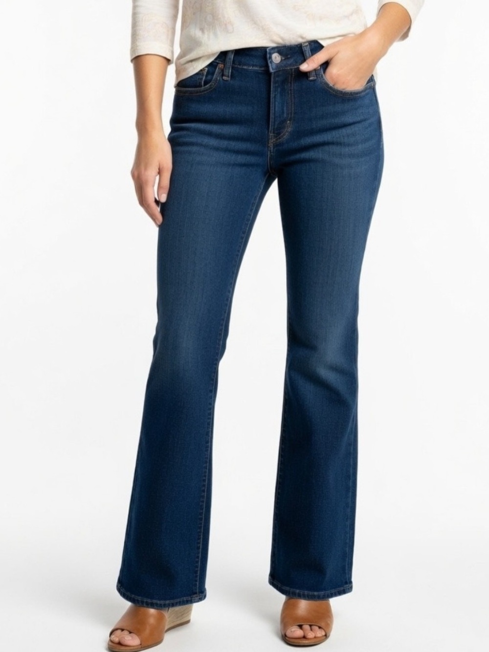 Levi's 518 Superlow Dark Blue Bootcut Jeans - Classic Stretch Denim 29 (8) Short